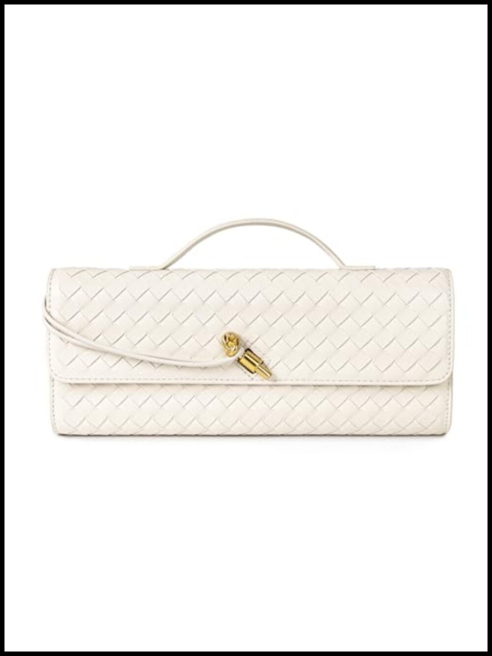 Woven Vegan Leather Evening Clutch Crossbody Handbag with Adjustable Strap